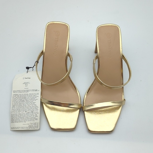 New 'The Drop' Strappy Square Toe Heel in Gold ⭐ Size 6 - Picture 4 of 12